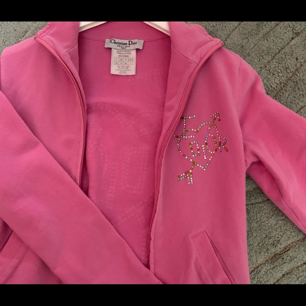 Pink dior zip up sweater